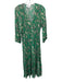 Ba&sh Size S Green & Beige Viscose 3/4 Sleeve Abstract Print V Neck Midi Dress Green & Beige / S