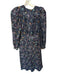 Derek Lam Size 38 Navy & Multi Polyester Long Sleeve dots Ruffles Midi Dress Navy & Multi / 38