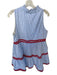 Entro Size M Blue & Red Cotton Sleeveless Striped Lace Detail V Neck Dress Blue & Red / M