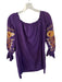 Free People Size M Purple & Brown Cotton Long Balloon Sleeve Off Shoulder Dress Purple & Brown / M