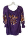 Free People Size M Purple & Brown Cotton Long Balloon Sleeve Off Shoulder Dress Purple & Brown / M