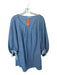 Lake Size M Blue Cotton Long Balloon Sleeve Pleat Detail Front Pockets Dress Blue / M