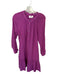 XiRENA Size M Purple Cotton Long Sleeve Gauze Button Down Rope Belt Dress Purple / M