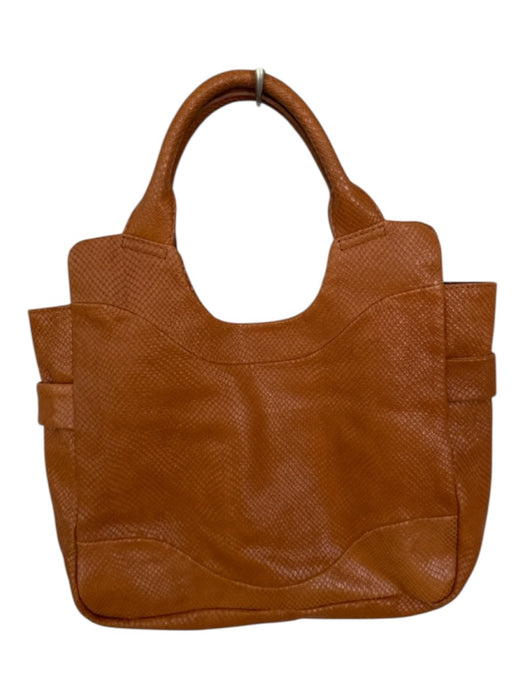 Foly + Corinna Brown & Gold Leather Snake Embossed Top Handles Fold Over Bag Brown & Gold / M