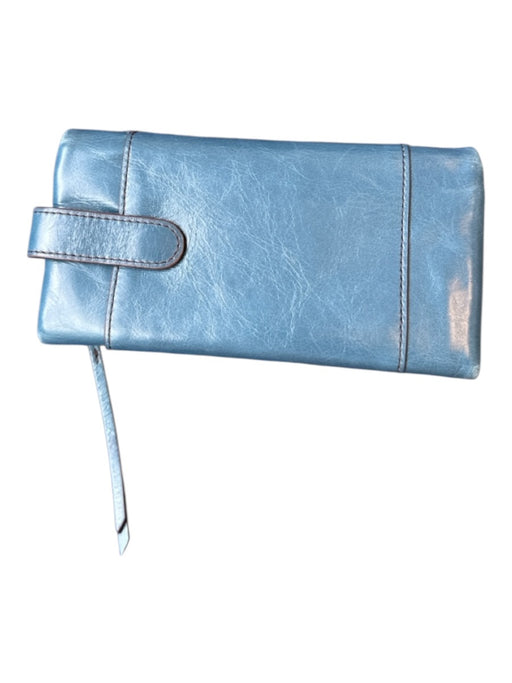 Hobo Teal Blue Leather Fold Over Magnetic Outer Pockets Wallets Teal Blue