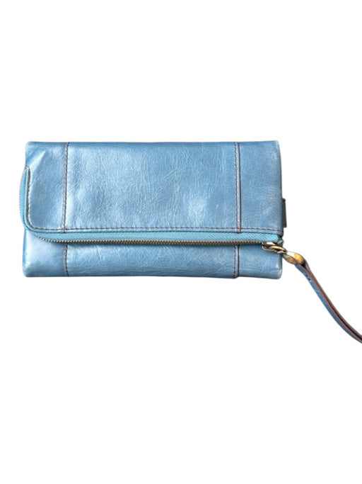 Hobo Teal Blue Leather Fold Over Magnetic Outer Pockets Wallets Teal Blue
