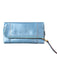 Hobo Teal Blue Leather Fold Over Magnetic Outer Pockets Wallets Teal Blue