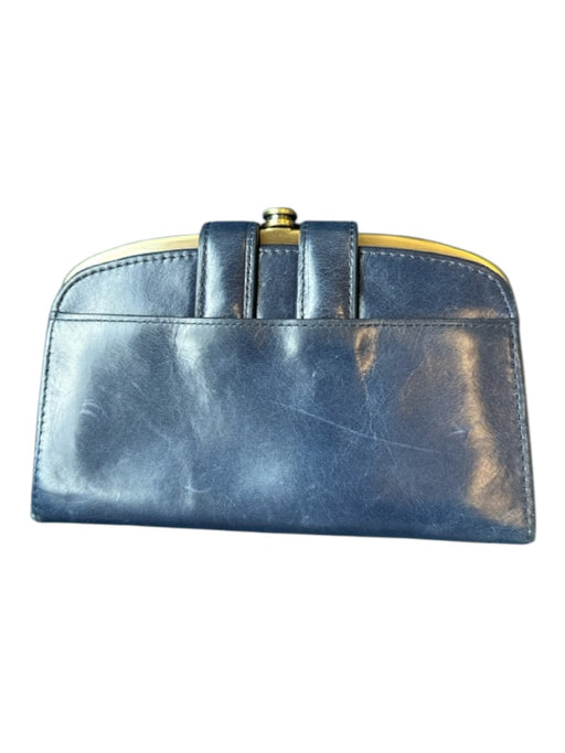 Hobo Navy Leather Hinge Snap Button Wallets Navy