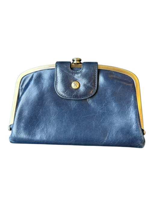 Hobo Navy Leather Hinge Snap Button Wallets Navy