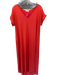 Entro Size L Orange Polyester Blend Short Sleeve V Neck Maxi Side Slits Dress Orange / L