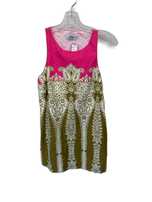 Tibi Size 4 Pink & Green Cotton Sleeveless Kaleidoscope Shift Dress Pink & Green / 4