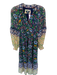 Maeve Size XS Navy & Green Polyester Long Sleeve Botanical Button Down Dress Navy & Green / XS