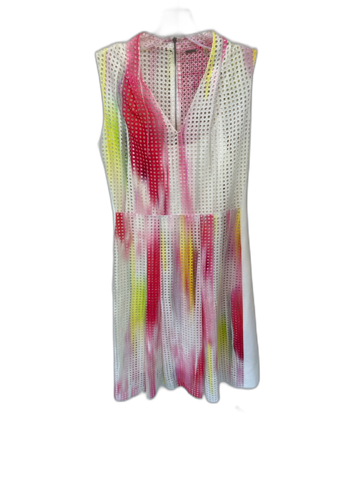 Elie Tahari Size 4 Pink & Green Cotton Blend Sleeveless Perforated Slip Dress Pink & Green / 4