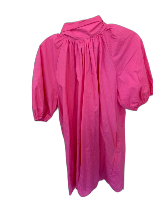 Caryn Lawn Size One Size Pink Cotton 3/4 Balloon Sleeve neck tie Dress Pink / One Size