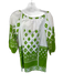 Tibi Size 2 White & Green Cotton Long Balloon Sleeve Triangles Dress White & Green / 2