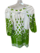 Tibi Size 2 White & Green Cotton Long Balloon Sleeve Triangles Dress White & Green / 2
