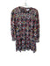 Olivia James Size L Blue & Maroon Cotton Long Balloon Sleeve Flowers Dress Blue & Maroon / L