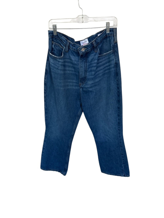Frame Size 31 Med Dark Wash Cotton Blend High Waist Bootcut Cropped Jeans Med Dark Wash / 31