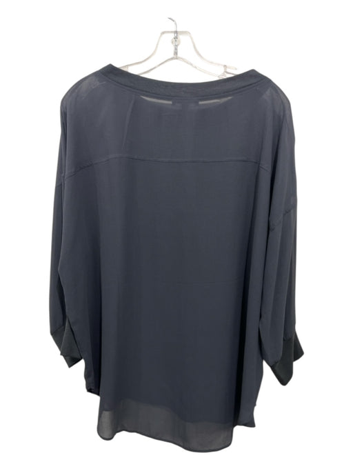 Eileen Fisher Size M Grey Silk 3/4 Sleeve Sheer Tunic Top Grey / M