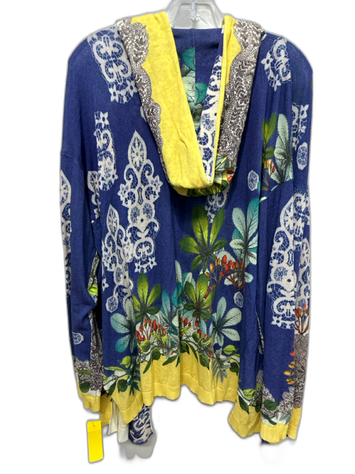 Johnny Was Size Large Blue, Yellow, Green Cotton Long Sleeve Floral Cardigan Blue, Yellow, Green / Large