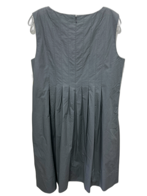 Lafayette 148 Size L Gray Cotton Sleeveless Wide Neck pleats Knee length Dress Gray / L