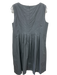 Lafayette 148 Size L Gray Cotton Sleeveless Wide Neck pleats Knee length Dress Gray / L