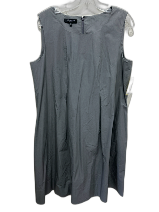 Lafayette 148 Size L Gray Cotton Sleeveless Wide Neck pleats Knee length Dress Gray / L