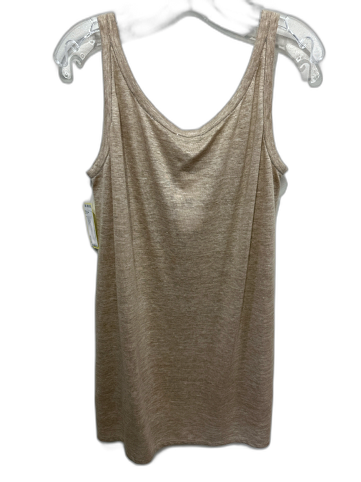 Lafayette 148 Size L Beige Silk & Linen Sleeveless Heathered Scoop Neck Top Beige / L