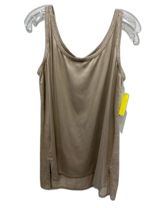 Lafayette 148 Size L Beige Silk & Linen Sleeveless Heathered Scoop Neck Top Beige / L