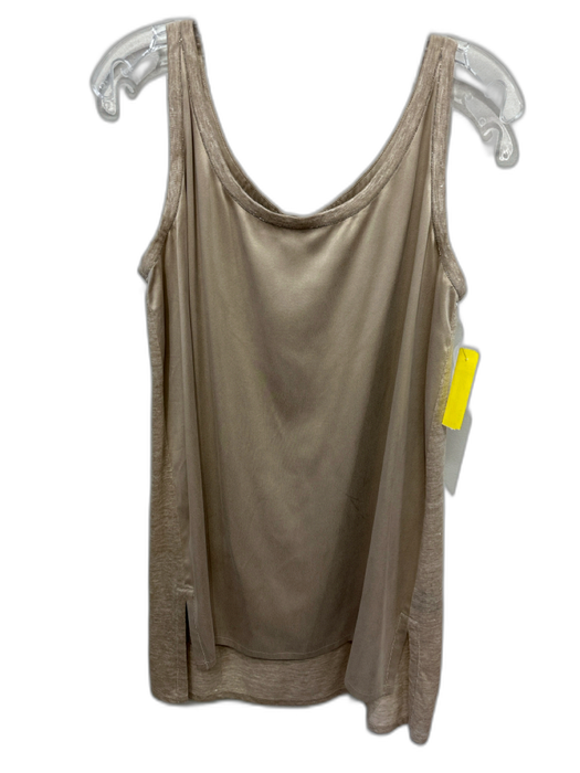 Lafayette 148 Size L Beige Silk & Linen Sleeveless Heathered Scoop Neck Top Beige / L