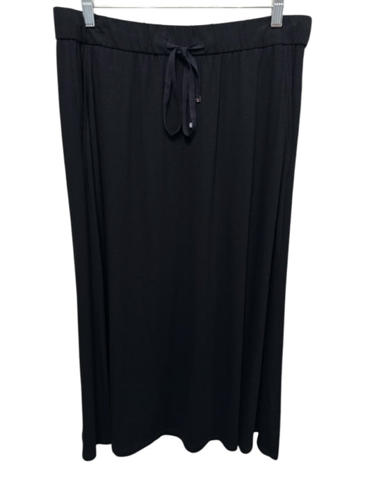 Eileen Fisher Size Medium Black Viscose Blend Elastic Drawstring Waist Skirt Black / Medium