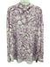 Tibi Size L White & Purple Polyester Floral City Print Long Sleeve Button up Top White & Purple / L