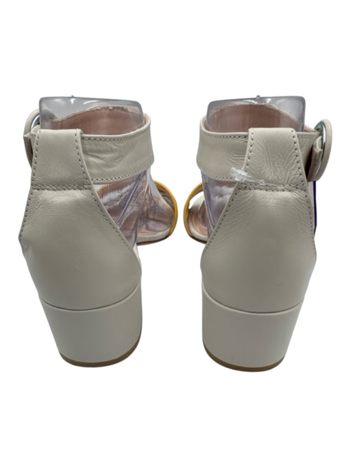 AGL Shoe Size 40 White, Yellow, Taupe Leather & Patent Leather Ankle Sandals White, Yellow, Taupe / 40