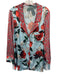 Alice + Olivia Size XL Red, Blue, Green Polyester Satin Floral Long Sleeve Top Red, Blue, Green / XL