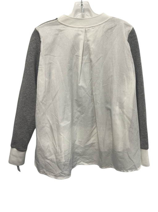 Moncler Size M Gray & White Polyester & Cotton Mesh Panel Heathered Crewneck Top Gray & White / M