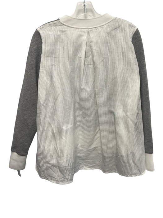 Moncler Size M Gray & White Polyester & Cotton Mesh Panel Heathered Crewneck Top Gray & White / M
