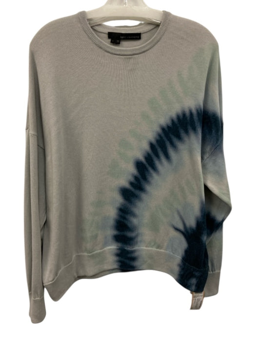 360 Cashmere Size L Grey & Navy Cotton & Cashmere Long Sleeve Tye Dye Sweater Grey & Navy / L