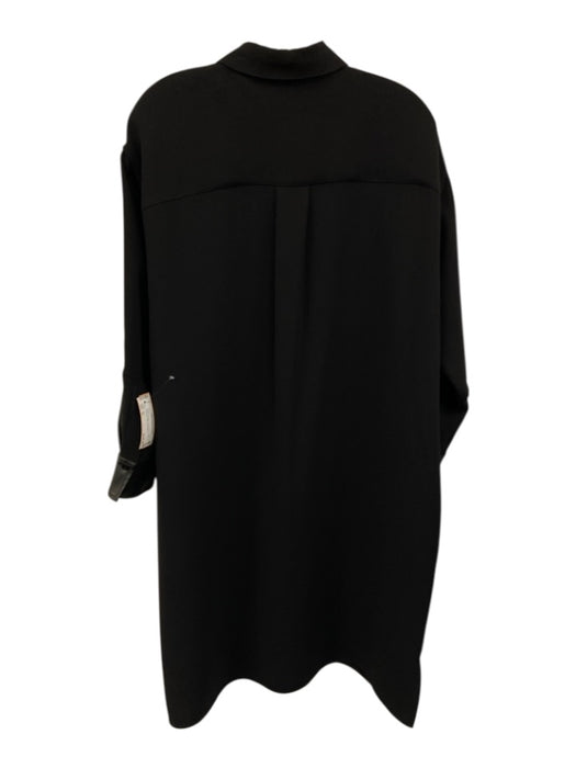 Vince Size XL Black Polyester Long Sleeve Button Up Pockets Collar Dress Black / XL