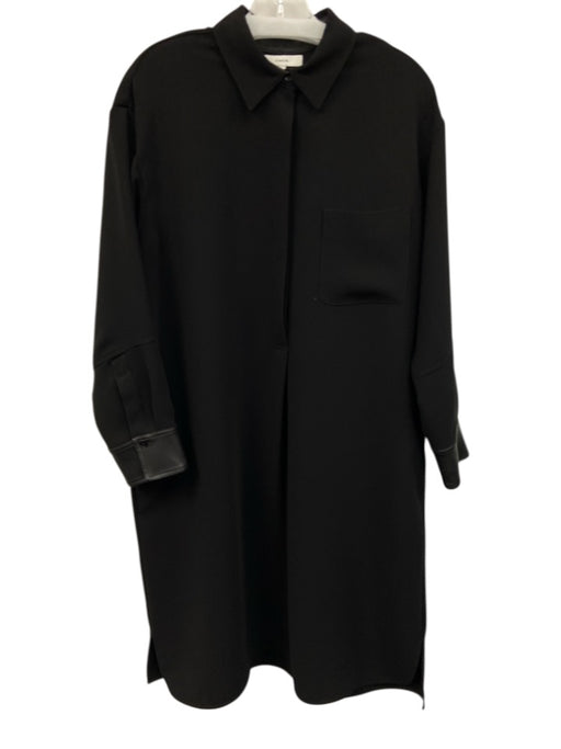 Vince Size XL Black Polyester Long Sleeve Button Up Pockets Collar Dress Black / XL