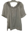Sundance Size M White & Multi Cotton Smocked Neck 1/2 Button Short Sleeve Top White & Multi / M