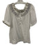 Sundance Size M White & Multi Cotton Smocked Neck 1/2 Button Short Sleeve Top White & Multi / M