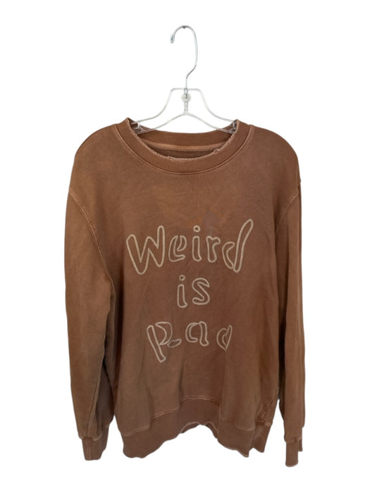 Size L Brown & Tan Cotton Long Sleeve Embroidered Top Brown & Tan / L