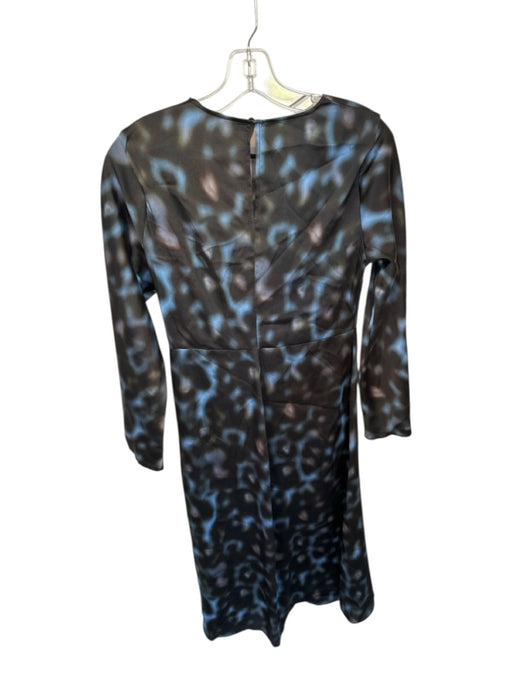 Mango Size 4 Black & Blue Polyester Long Sleeve Tie Dye Maxi Dress Black & Blue / 4