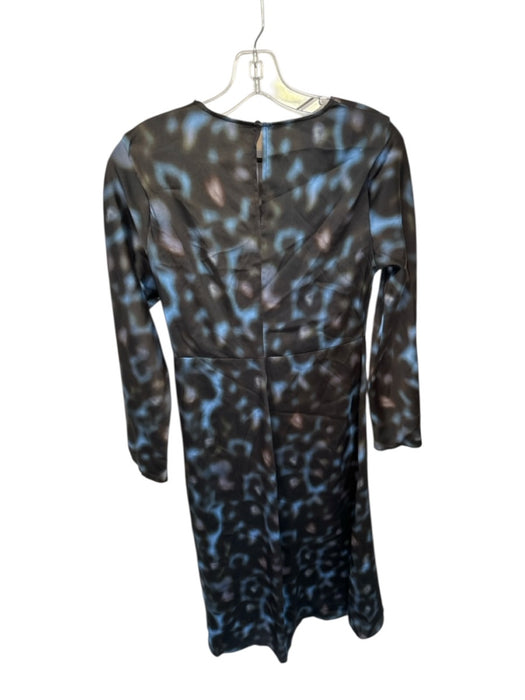 Mango Size 4 Black & Blue Polyester Long Sleeve Tie Dye Maxi Dress Black & Blue / 4