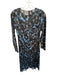 Mango Size 4 Black & Blue Polyester Long Sleeve Tie Dye Maxi Dress Black & Blue / 4