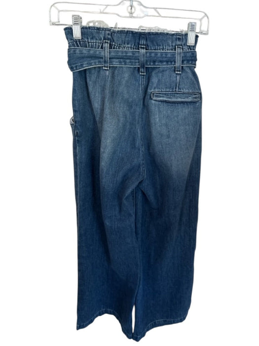 Hudson Size 25 Med Dark Wash Cotton Blend High Waist Belted Wide Leg Jeans Med Dark Wash / 25