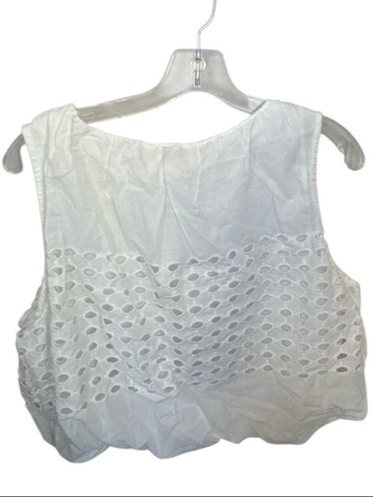 Jennifer & Grace Size S White Cotton Sleeveless Eyelet Top White / S