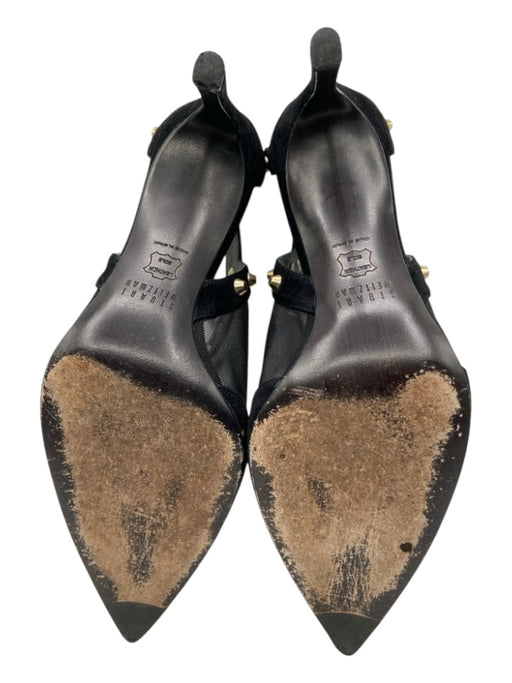 Stuart Weitzman Shoe Size 5.5 Black & Gold Suede Mesh Panel Studs Pumps Black & Gold / 5.5