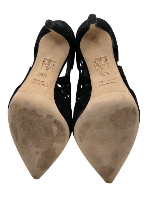 Tamara Mellon Shoe Size 35.5 Black Suede Laser Cut Pointed Toe Ankle Pumps Black / 35.5