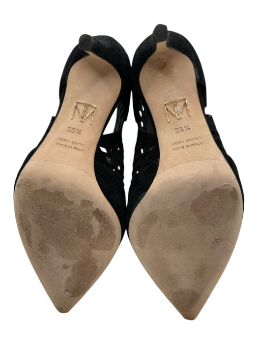 Tamara Mellon Shoe Size 35.5 Black Suede Laser Cut Pointed Toe Ankle Pumps Black / 35.5